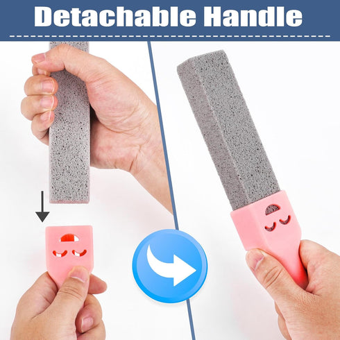 10 Packs Grey Pumice Stone Cleaner with 2 Universal Handles for Cleaning Toilets, Bathrooms, Kitchens, Spas, Pools,