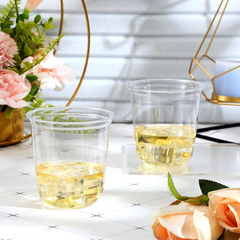 Stemless 12oz Supplies(Clear,100 Ziliny Disposable Glasses Crystal Plastic Wine Glasses Clear Classic Pet Cup