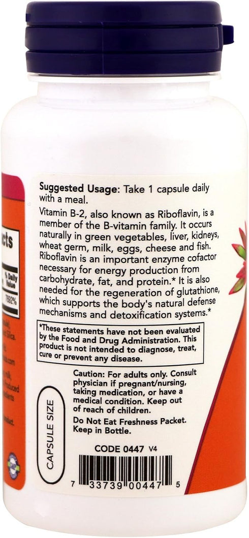 NOW Foods B-2, 100 mg, 100 Capsules (2 Pack)