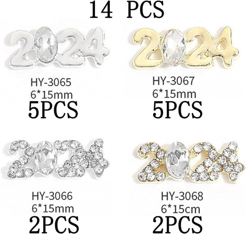 2024 Nail Art Decorations - Number Rhinestone Rivet 3D Alloy Glitter Design for Women s Manicure Crafts