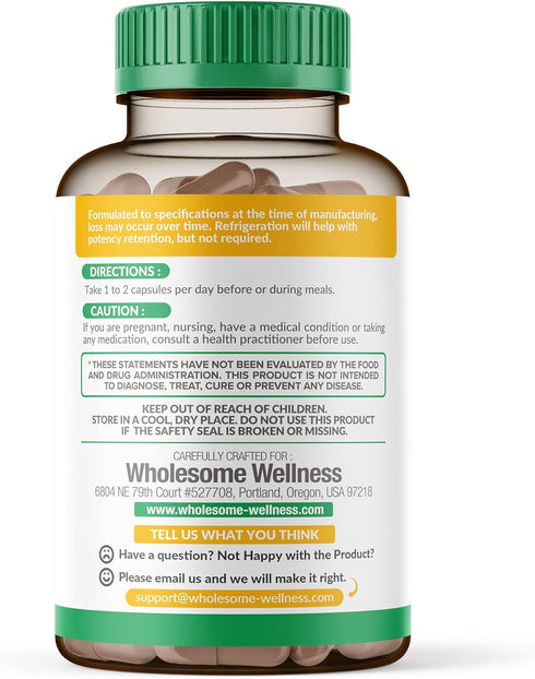 Wholesome Wellness Digestive Enzymes 1000MG Plus Prebiotics & Probiotics Supplement, 180 Capsules
