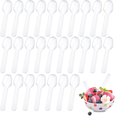 XJMWXHFC 500Pcs Mini Spoons for Desserts, Clear Plastic Spoons, Disposable Clear Tasting Spoons,