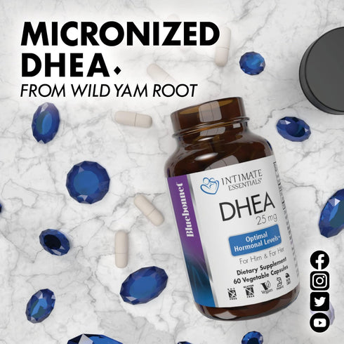 Bluebonnet Nutrition Intimate Essentials DHEA, 50mg, 60 Vegetable Capsules, Non-GMO, Kosher, Vegan, Gluten-Free