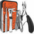 Konovo Toenail Clippers for Seniors, Heavy Duty Long Handle Nail Clippers Kit for Thick Toenails, 5Pcs