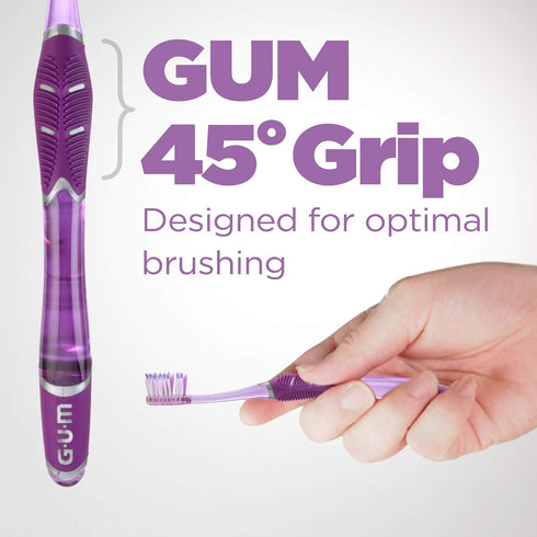 GUM Technique Deep Clean Toothbrush, Compact Soft Toothbrushes for Adults with Sensitive Extra Fine Bristles