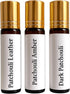 Patchouli Essential Oil Set, 3 Fragrances, Leather, Amber and Dark Scents, All-Natural