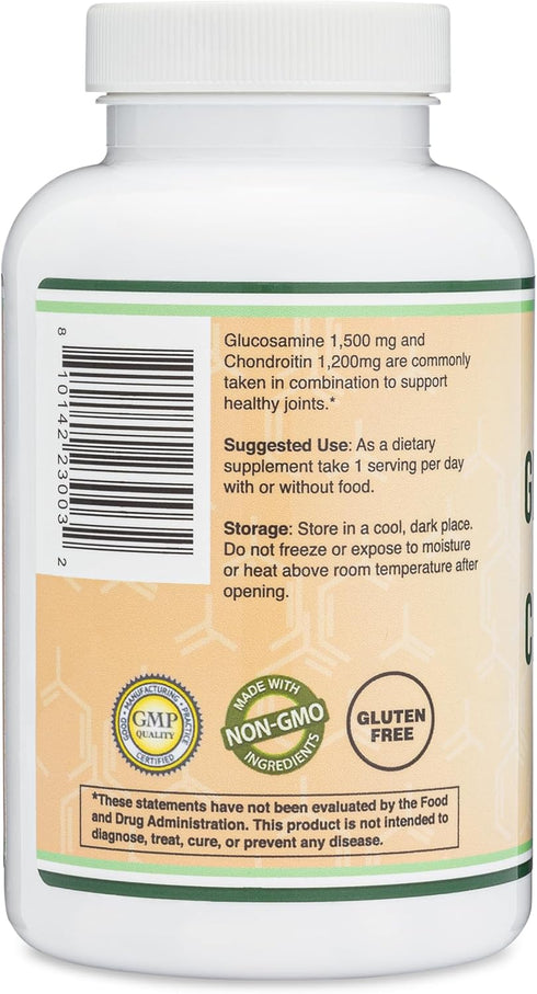 Glucosamine Chondroitin Triple Strength Joint Support Supplement, 180 Tablets, Gluten Free, Non-GMO