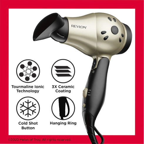 REVLON 1875W Compact Folding Handle Hair Dryer, Great for Travel