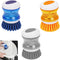 JANKOW Dish Scrubber with Soap Dispenser, 3 Pack Soap Dispensing Palm Brush for