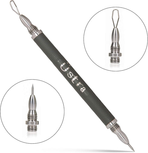 Professional Travel 2-in-1 Blackhead Remover and Comedone Extractor Tool, Surgical Steel for Acne Control