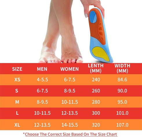 Arch Support Insert for Plantar Fasciitis Pain Relief, Orthopedic Insole for Men and Women, Gel Work Boot Shoe Insert