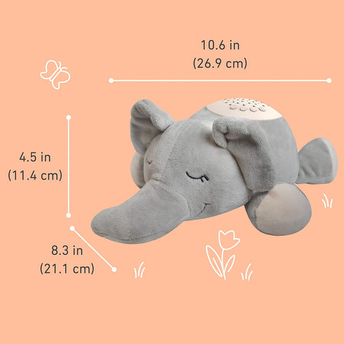 PureBaby Sound Sleepers Portable Sound Machine & Star Projector - Plush Sleep Aid for Baby, 10 Lullabies, Elephant