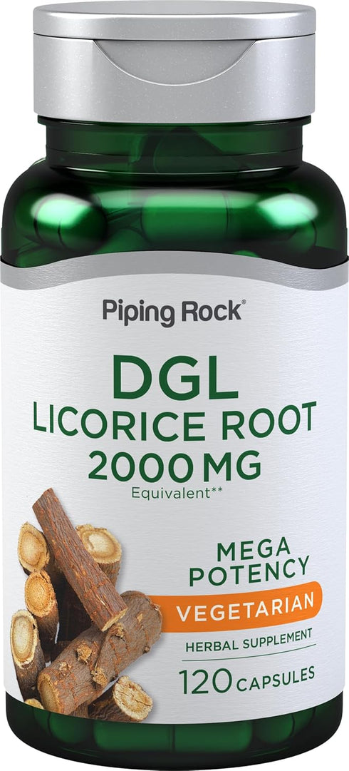 Piping Rock DGL Supplement | 2000mg | 120 Capsules | Mega Potency Licorice Root Herbal Extract