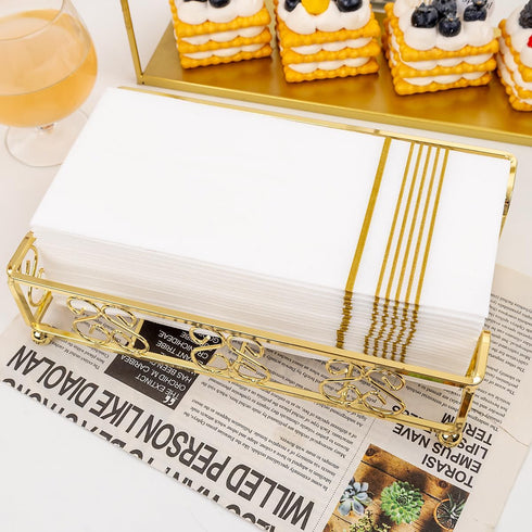 200 PCS Gold Napkins, Disposable Hand Towels, Soft Linen Feel Dinner Napkins for Kitchen and Parties