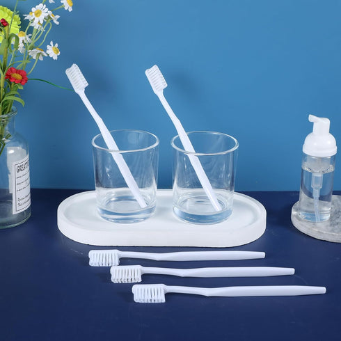 100 pcs Bulk Toothbrushes Individually Wrapped, White Manual Disposable Travel Toothbrush for Adults, Soft Bristles