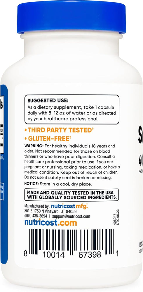 Nutricost Serrapeptase 40,000 SPU, 120 Capsules - Gluten Free, Non-GMO, Vegetarian Friendly