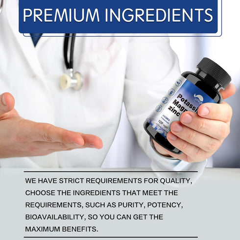 Potassium Magnesium Supplement 1000mg - Supports Vascular, Bone, Heart, Muscle & Nerve Health - 120 Capsules