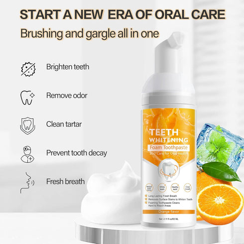 Teeth Whitening Toothpaste with Fluoride, 2 Pack Mousse Foam for U-Shape Electric Toothbrush