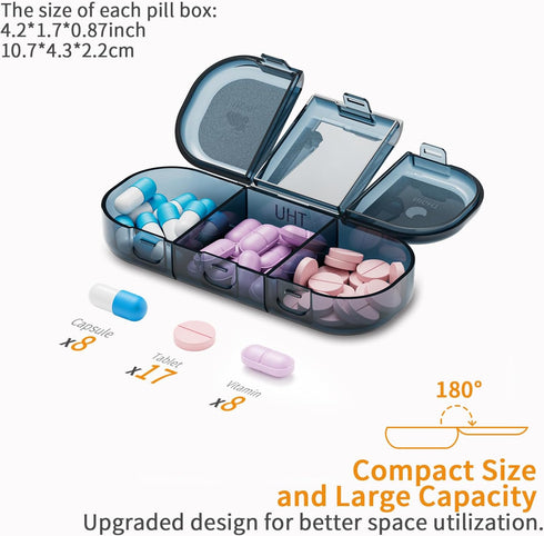 wowotaoo 7 3 Day Weekly Pill Organizer - Times a Day, Waterproof Travel Pill Box for Vitamins & Fish Oil