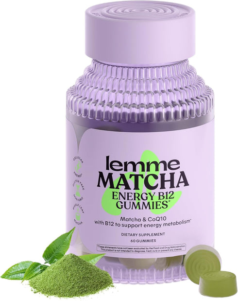 Lemme Matcha Superfood Energy Gummies with Organic Matcha Green Tea, Vitamin B12