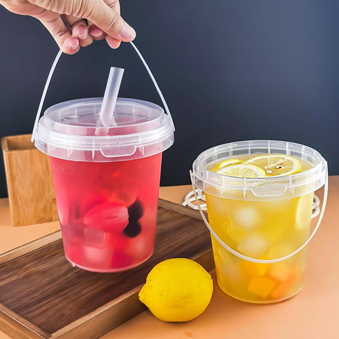 Qsqwsuye 15sets 34 packaging disposable plastic cup with lid and straw, ounce reusable and suitable for outdoor travel
