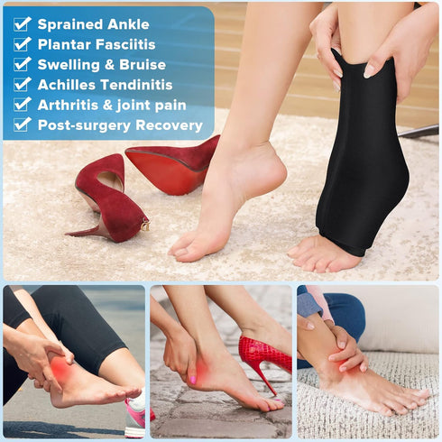 Ankle Foot Ice Pack Wrap for Injuries, Reusable Gel Pack for Hot & Cold Therapy, Pain Relief Sleeve