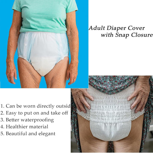 ZSVUCWPYO 3 Pack Adult Waterproof Diaper Cover,Washable Reusable Adult Diaper Cover with Snap Closure,Leakproof