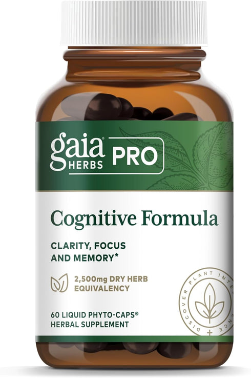 Gaia Herbs Pro Cognitive Formula, Brain Boost Supplement, 60 Vegan Liquid Phyto-Capsules