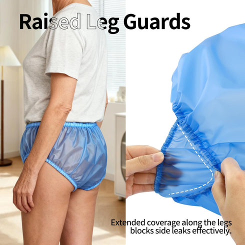 Unisex Washable Adult Diaper Cover, Rubber Plastic Pants Waterproof Reusable, Advanced Anti-Leak Side Protection