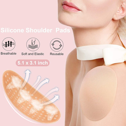WILLBOND 4 Pairs Women Shoulder Pads, Push Up Soft Adhesive Silicone Anti Slip Enhancer for Clothing (Flesh Color)