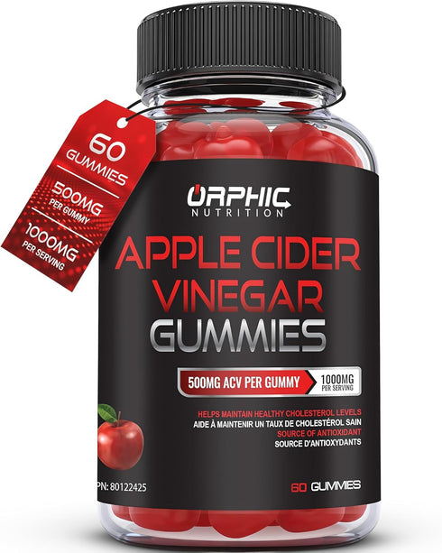 Apple Cider Vinegar Gummies - 1000mg, Supports Normal Energy Levels & Gut Health, 60 Count