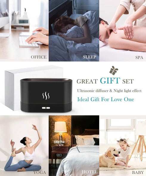 Flame Air Diffuser Humidifier - Upgraded Scent Diffuser for Essential Oils, Ultrasonic Aromatherapy, Auto-off Function