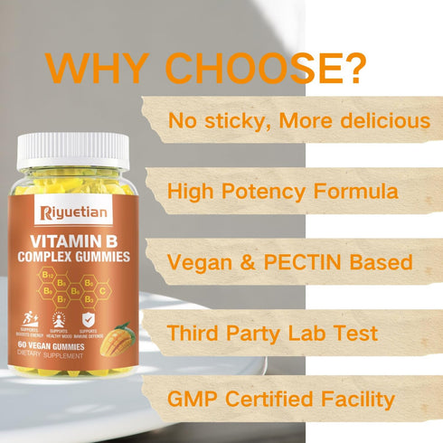 Vitamin B Complex with Biotin, Choline + Inositol, Vitamin C + Zinc, Supports Energy, Mood, Immune, Healthy Hair, Skin,