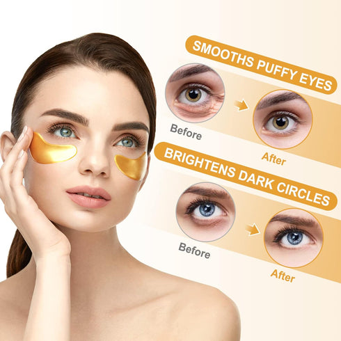 LAVONE Eye Mask-30 Pairs 24K Gold Under Eye Patches for Dark Circles and Puffiness, Reduce Wrinkles, for Women