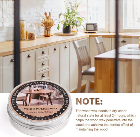 SEISSO Wood Polish Wax - Paste Wax for Wood Finish, Cleaner, Restorer, and Furniture Polish for Wooden Surfaces