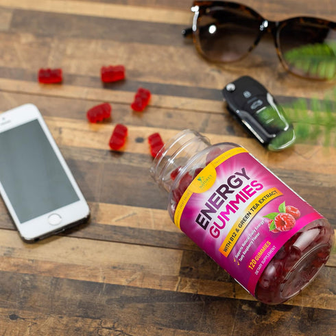 Extra Strength Energy Gummies with Vitamin B12, Green Tea & Natural Caffeine, 1000 mcg, 120 Count, Berry Flavor