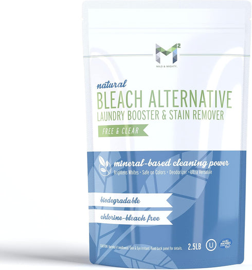 M2 mild & mighty Bleach Alternative Stain remover Laundry Booster to Brighten Whites, Chlorine Free, Natural