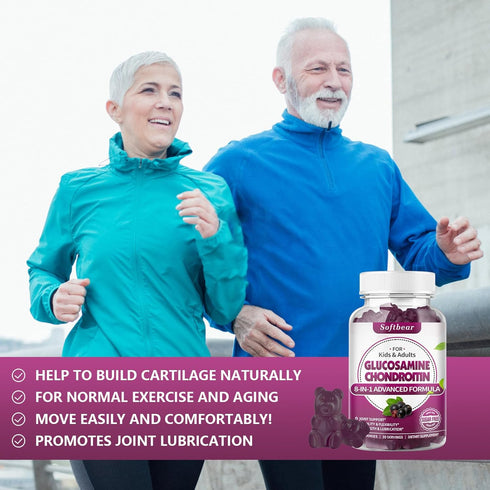 Extra Strength Glucosamine Chondroitin Gummies, Sugar Free, with MSM, Elderberry & Turmeric, Joint & Antioxidant