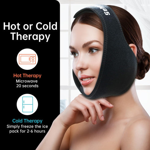 Wisdom Teeth Ice Pack Head Wrap, Blue Ice Pack for Toothache Pain Relief with 6 Gel Packs for Oral Surgery Recovery