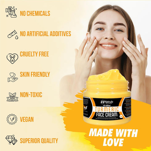 Turmeric Cream for Face & Body - Natural Skin Brightening Lotion, Cleanses Skin, Fights Acne