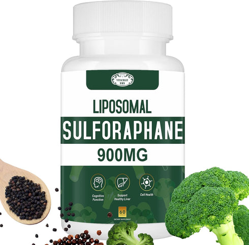 900MG Liposomal Sulforaphane Supplement, Broccoli Extract for Antioxidant, Digestion, Cellular Health - 60 Capsules