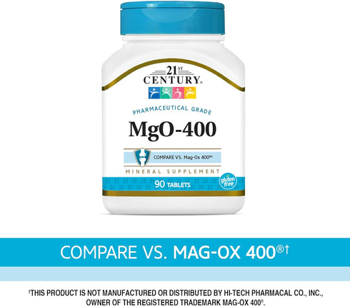 21st Century mgO 400 mg Tablets, 90 Count, Assorted