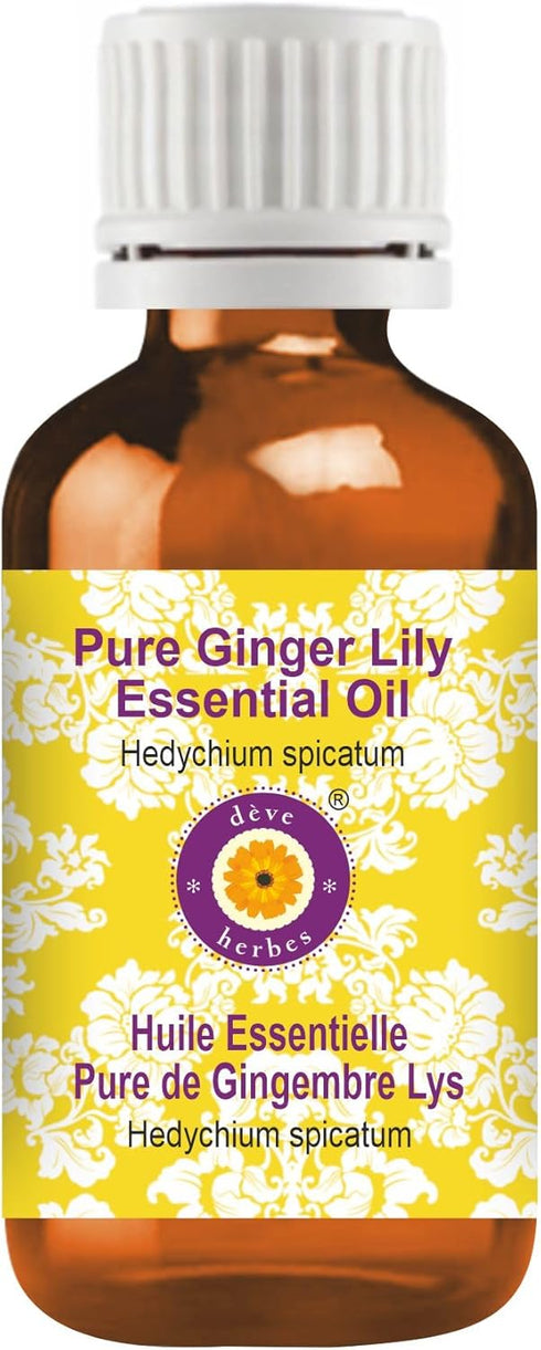Deve Herbes Pure Ginger Lily Essential Oil 15ml (0.50 oz) - Aromatherapy Oil for Relaxation and Wellness