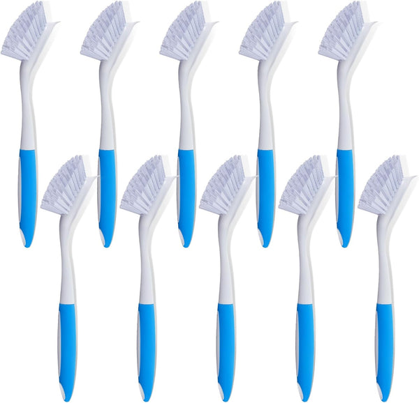 Hsei 10 Pcs Blue Kitchen Scrub Dish Brush Bulk with 11 Inch Anti