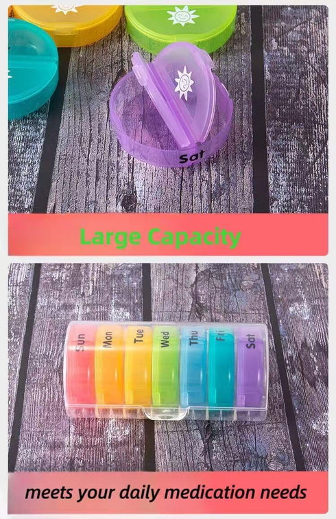 HoneyHu 7 2 Weekly Pill Organizer Day AM PM, Large Times a Day Vitamin Box with Extra Large Compartments, Leak Proof
