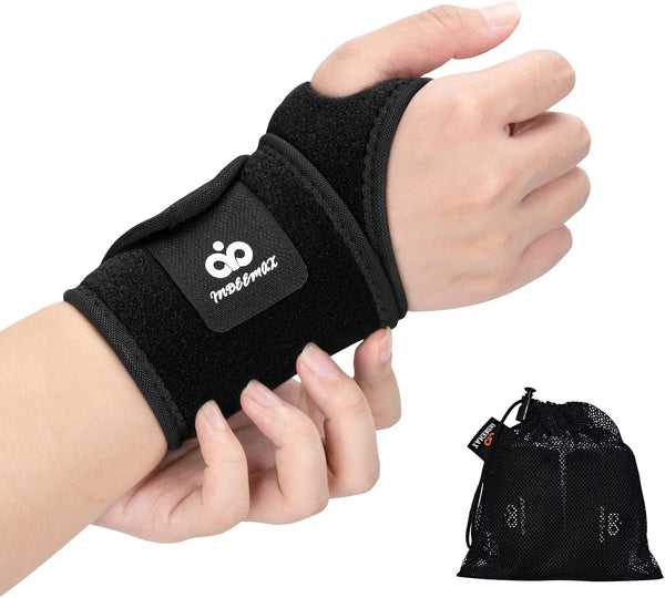 INDEEMAX 2 Pack Copper Wrist Brace Support for Carpal Tunnel, Pain Relief, Adjustable Compression Wraps, Black