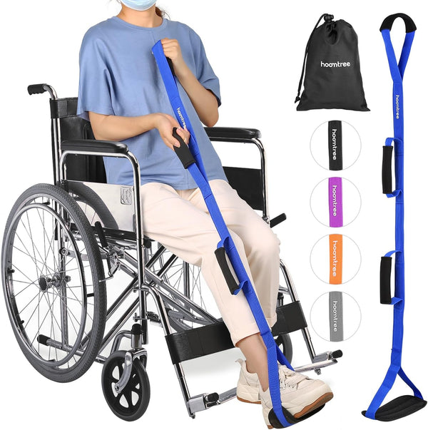 HOOMTREE 39 Inch Long Leg Lifter Strap with Padded Handgrips and Foot Loop,Rigid