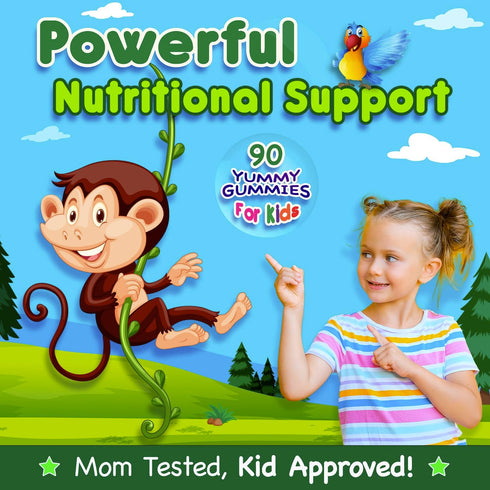 Infusions Super Green Gummies for Kids, 90 Count - Vegan Friendly, Gluten Free, 8 Powerful Superfood Blends