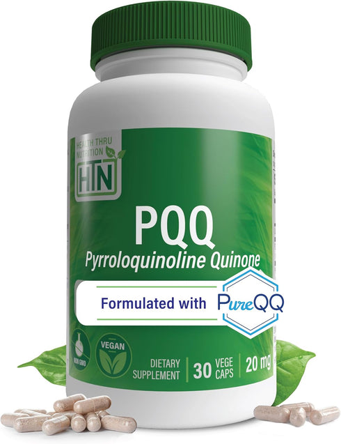 Health Thru Nutrition PQQ 20mg - 30 Servings for Mitochondrial Biogenesis - Certified Vegan, Non-GMO