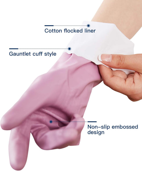 LANON 3 Pairs Mauve Mist Cleaning Gloves - Skin-Friendly Dishwashing Kitchen Gloves, Small, Reusable, Non-Slip